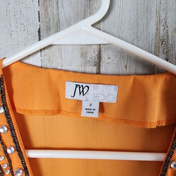 JW Beaded Tunic Top Orange Size Small - Picture 3 of 11